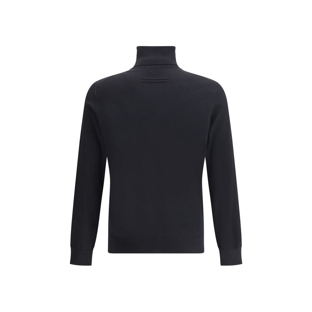 ZEGNA Black Cashmere Turtleneck sweater featuring a high collar, ribbed cuffs, and hem for a chic and comfortable fit.