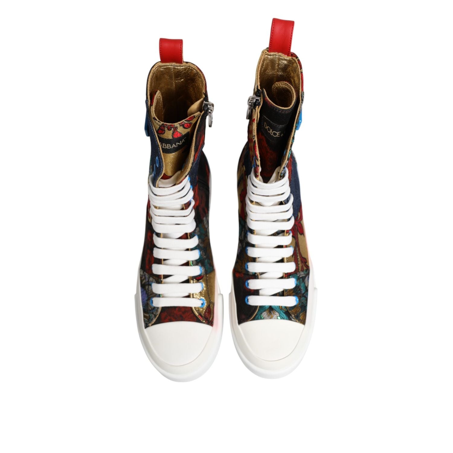 Dolce & Gabbana Multicolor Patchwork High Top Sneakers Shoes