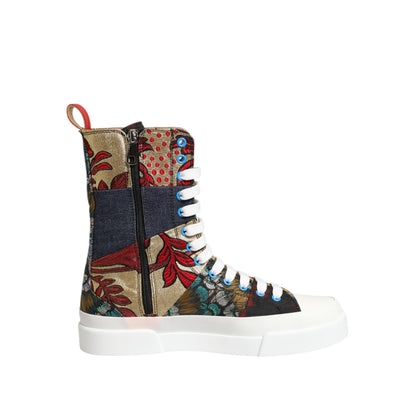 Dolce & Gabbana Multicolor Patchwork High Top Sneakers Shoes