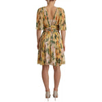Dolce & Gabbana Yellow Floral Print Pleated Maxi Dress