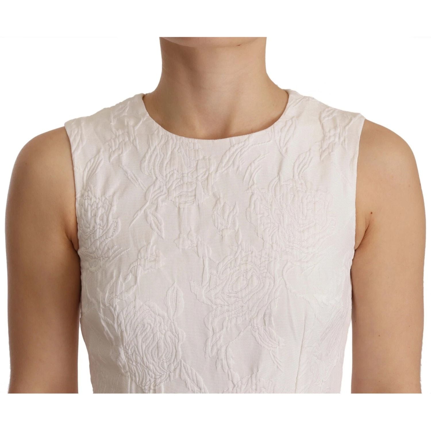 Dolce & Gabbana White Floral Sleeveless Sheath Mini Dress