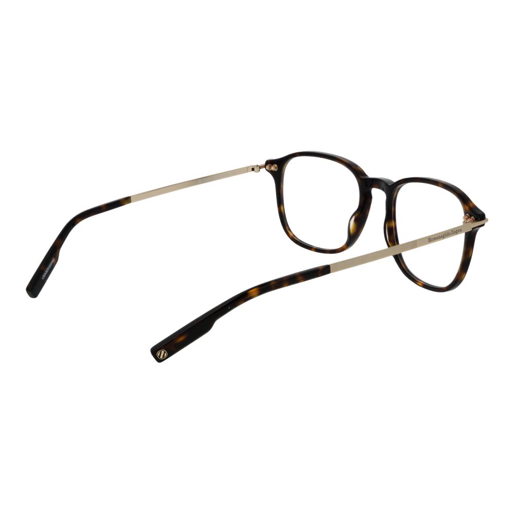 Ermenegildo Zegna Brown Men Glasses Frame, full-rim acetate, size 52-18-145, with branded case.