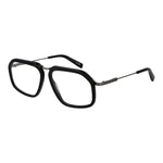 Ermenegildo Zegna Black Men Glasses Frame, full-rim black metal frame with demo lenses, aviator style, includes branded case.