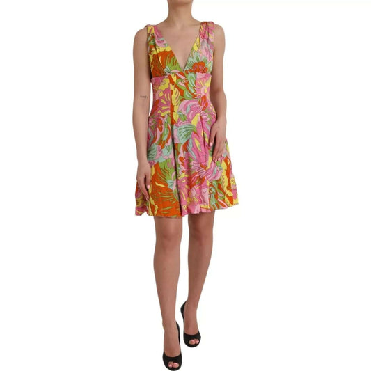 Dolce & Gabbana Multicolor Floral Silk Flared Mini Dress