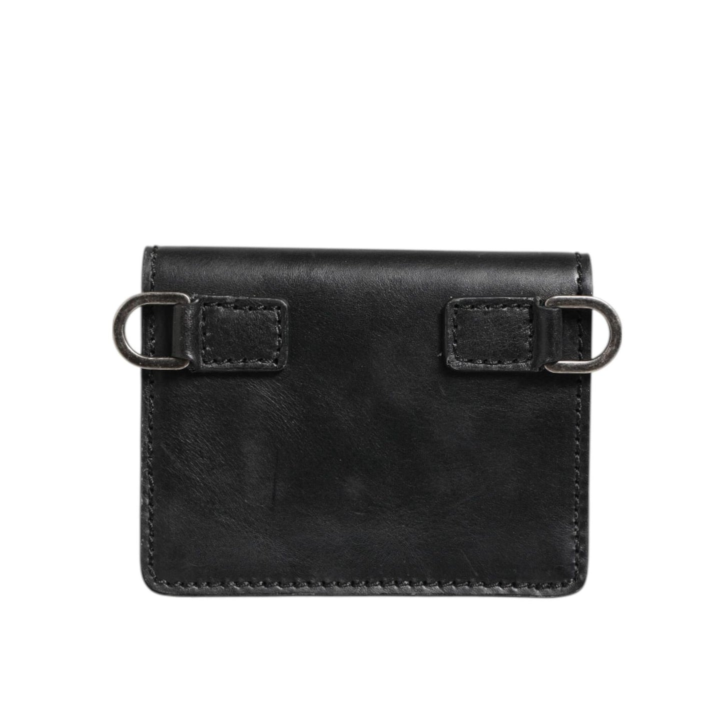 Dolce & Gabbana Black Leather Bifold Card Holder Mens Coin Purse Key Clip Wallet