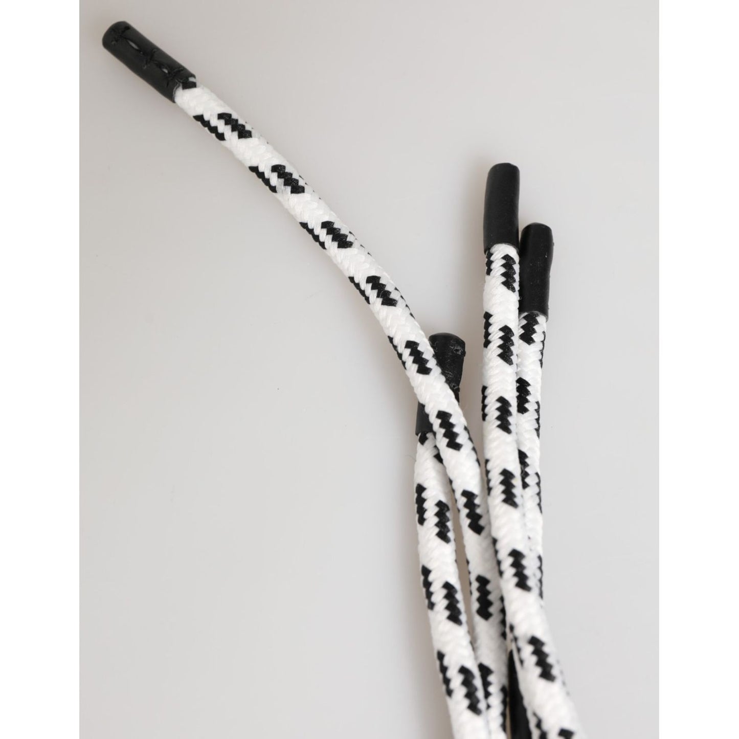 Dolce & Gabbana Black White Polyester Tape String DG Logo Keychain Keyring