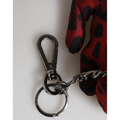 Dolce & Gabbana Red Black Polyester Animal Silhouette Bag Keychain Keyring