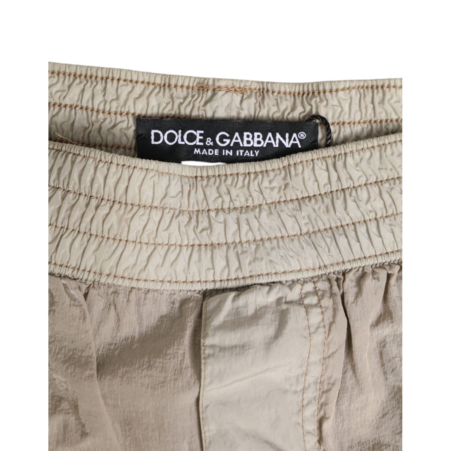 Dolce & Gabbana Beige Nylon Beachwear Men Boxer Short Swimwear