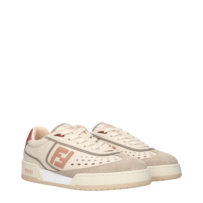 Fendi Beige Leather Low Top Sneakers