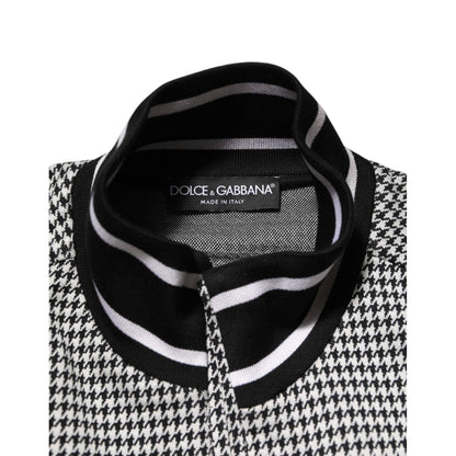 Dolce & Gabbana Black White Houndstooth Wool Crest Jacket Sweater