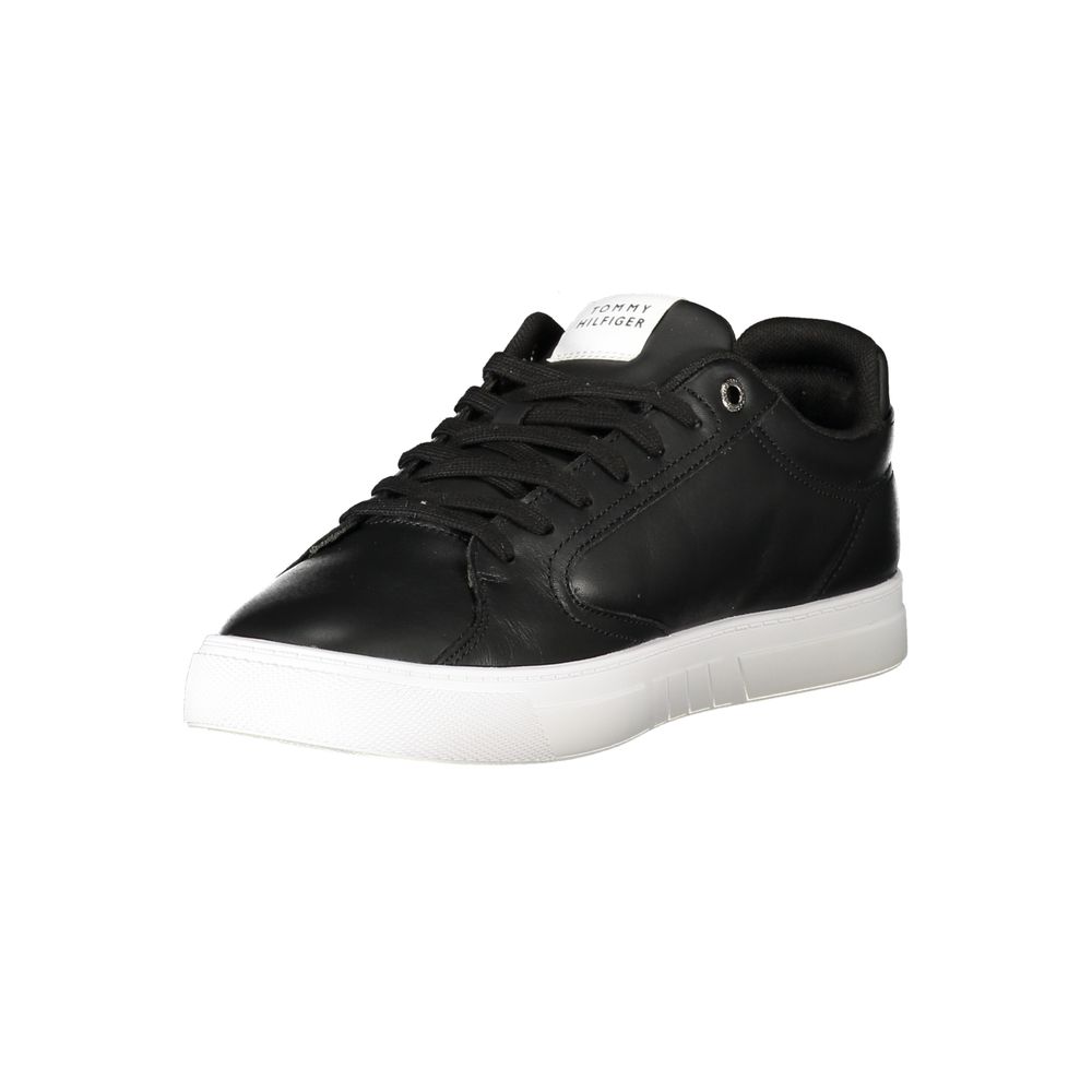 Tommy Hilfiger Black Leather Men Sneaker