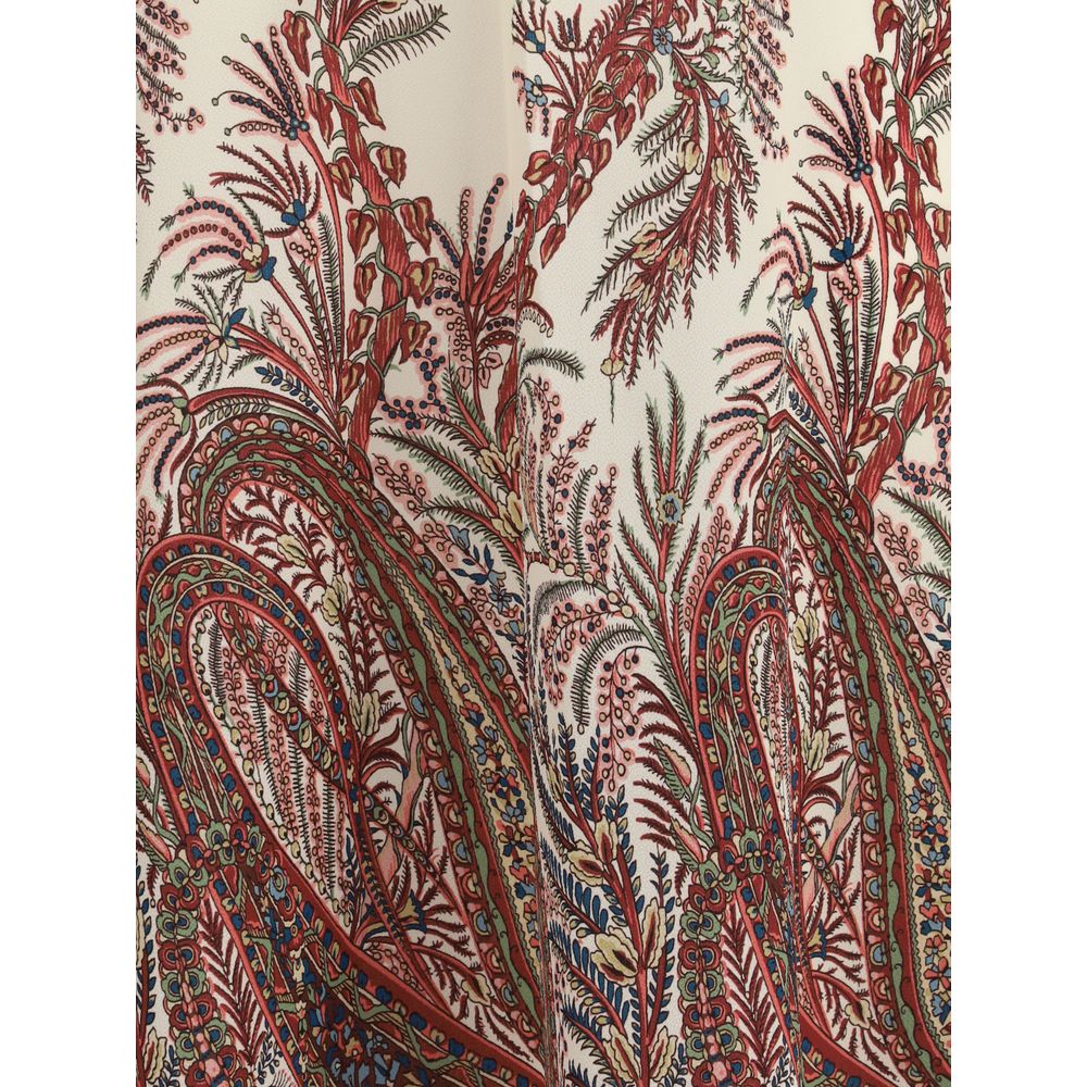 Close-up of floral Paisley print on Etro Multicolor Polyester Casual Dress fabric.