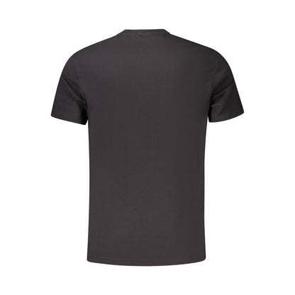Back view of Tommy Hilfiger Black Cotton Men T-Shirt showcasing short sleeves and premium fabric.