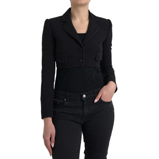 Dolce & Gabbana Black Wool Single Breasted Cropped Jacket