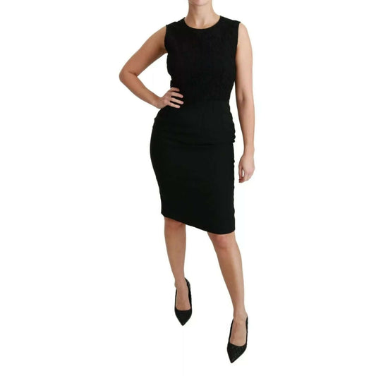 Dolce & Gabbana Black Lace Gown Bodycon Sheath STAFF Dress