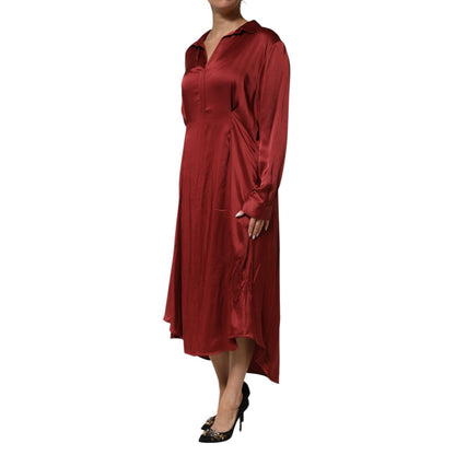 Fabiana Filippi Burgundy Acetate Viscose Satin Long Dress
