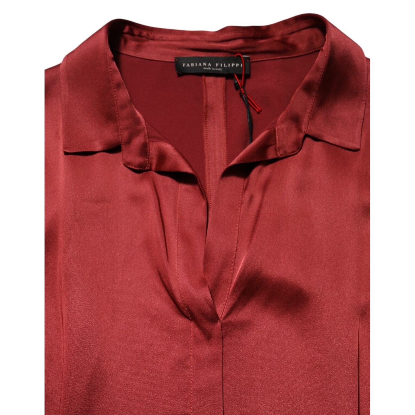 Fabiana Filippi Burgundy Acetate Viscose Satin Long Dress