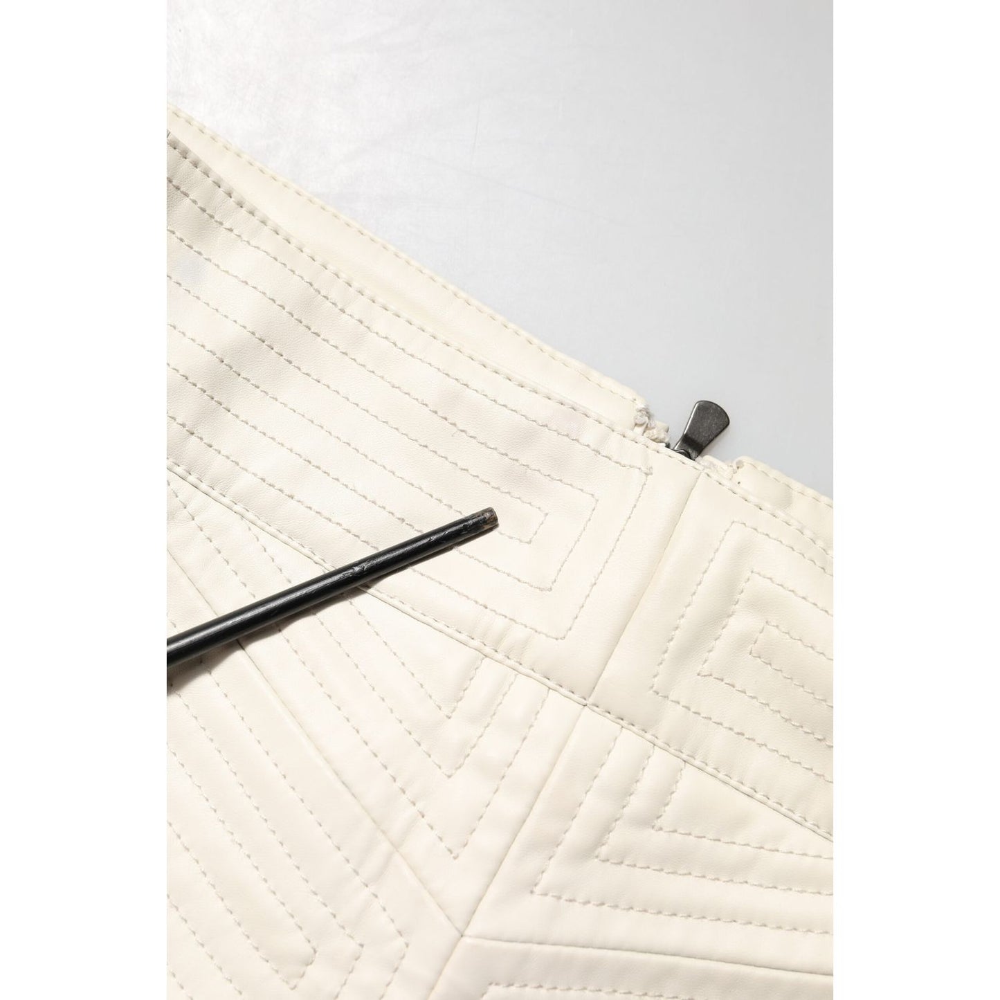 Guess Beige Faux Leather Quilted Mini High Waist Women Skirt