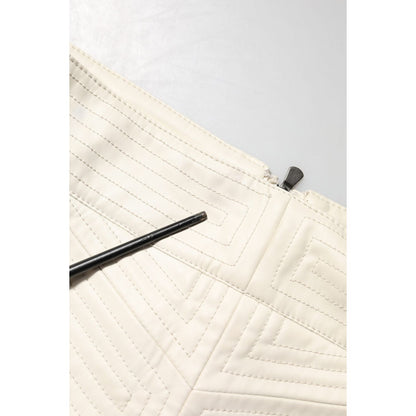 Guess Beige Faux Leather Quilted Mini High Waist Women Skirt