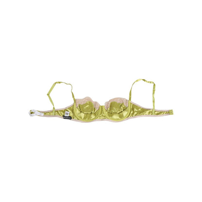 Dolce & Gabbana Lime Green Silk Satin Lace Padded Balconnet Underwear