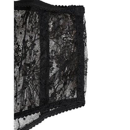 Dolce & Gabbana Black Lace Polka Dot Mesh High Waist Underwear
