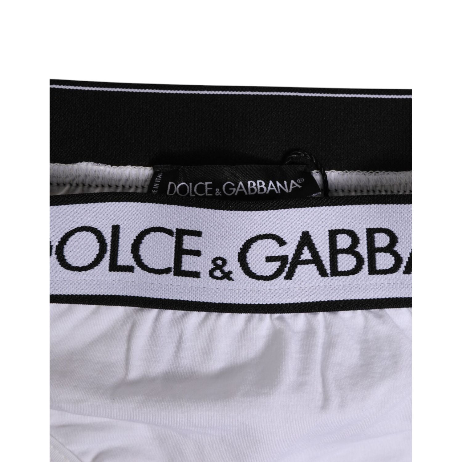 Dolce & Gabbana White Logo Waistband Modal Cotton Thong  Underwear