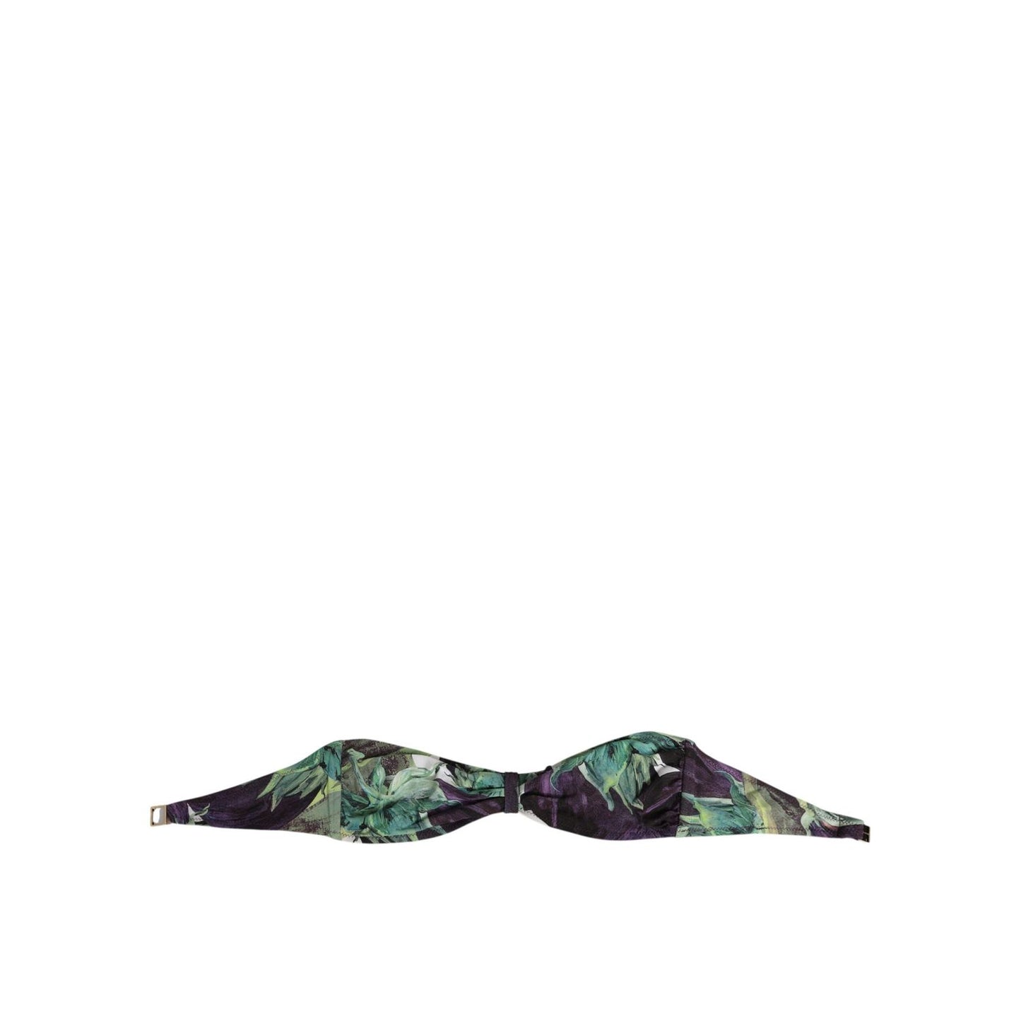 Dolce & Gabbana Purple Green Leaf Print Bandeau Swimwear Underwear