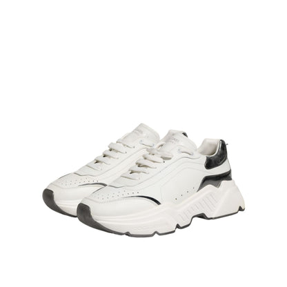 Dolce & Gabbana White Silver DAYMASTER Leather Men Sneakers Shoes