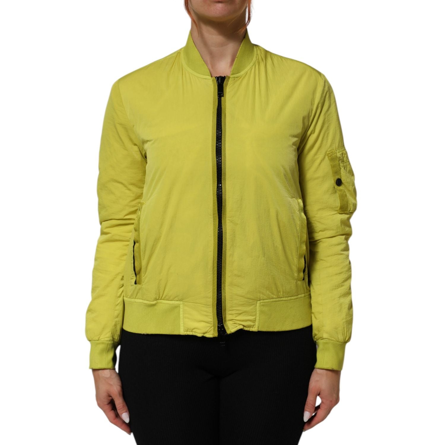 Dondup Yellow Polyamide Zipper Bomber Women’s Jacket