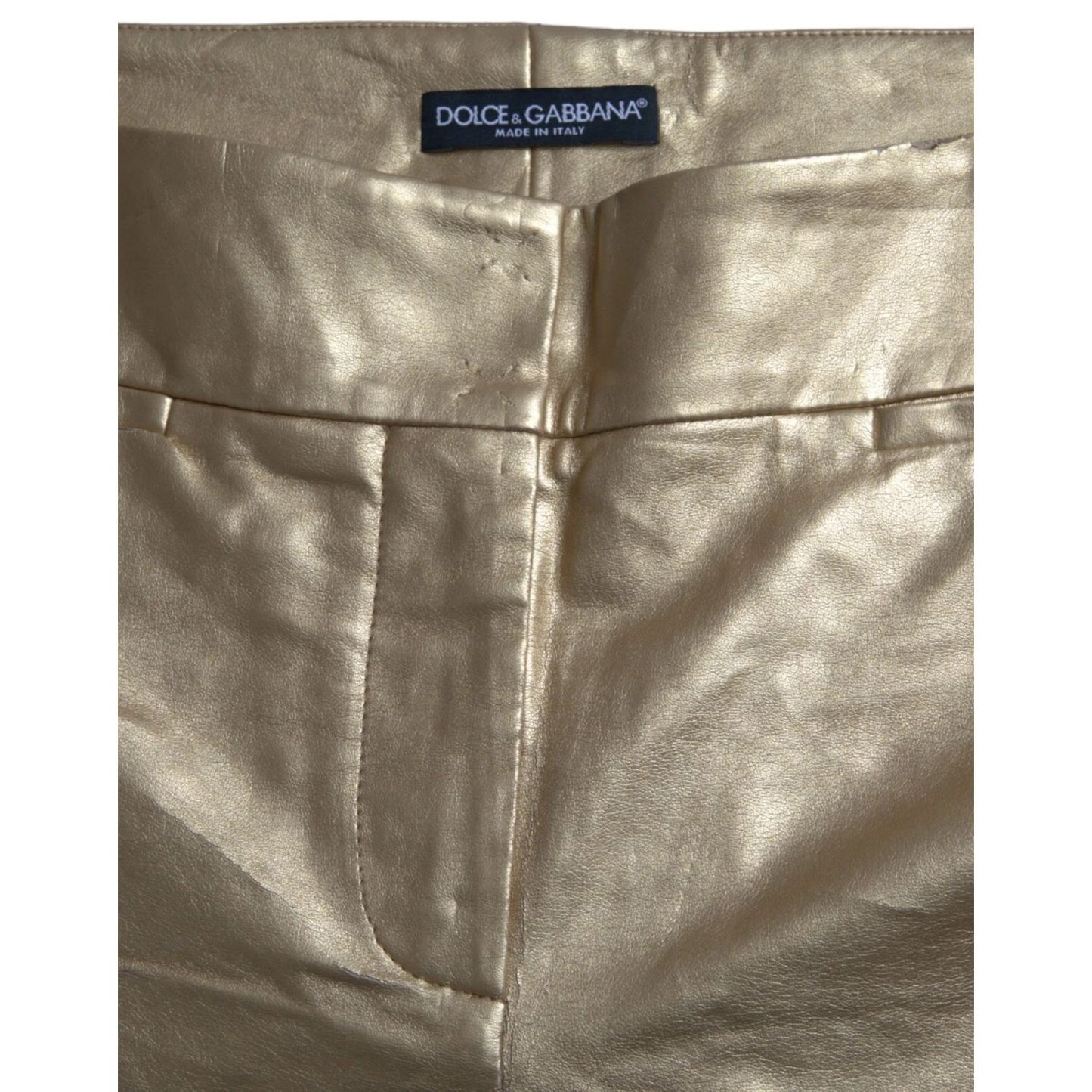 Dolce & Gabbana Gold High Waist Skinny Women Metallic Pants