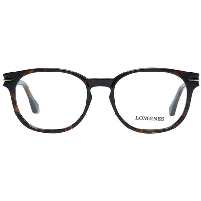 Longines Brown Plastic Glasses (Frames) with full-rim design and demo lenses, ideal for unisex style, includes branded case.