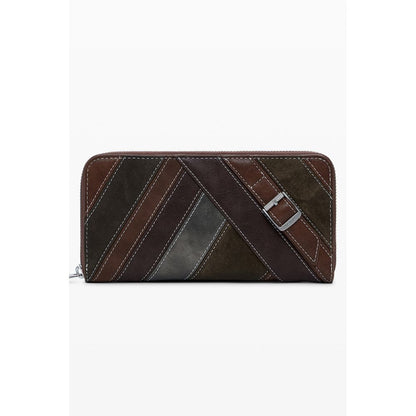 Desigual Brown Polyethylene Women Wallet featuring vibrant contrasting details and functional compartments.