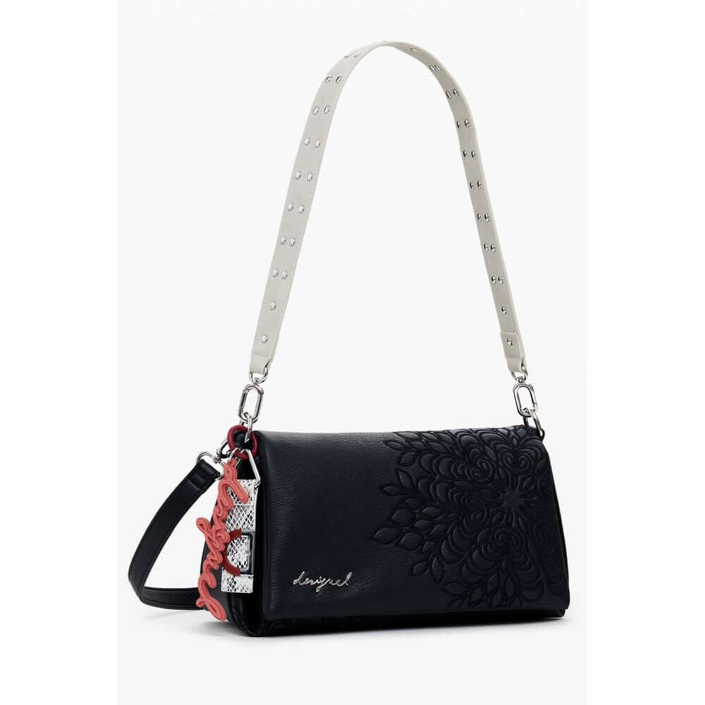 Desigual Black Polyethylene Women Handbag with embroidered design and adjustable straps