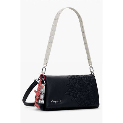 Desigual Black Polyethylene Women Handbag with embroidered design and adjustable straps