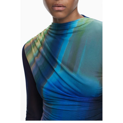 Desigual Blue Polyester Women Dress with vibrant patterns and elegant design, perfect for making a statement.