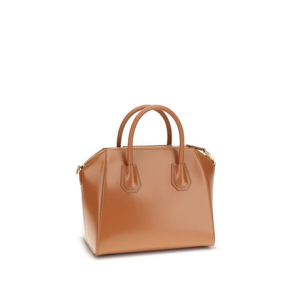 Givenchy Brown Calf Leather Bos Taurus Handbag with glossy finish and round handles