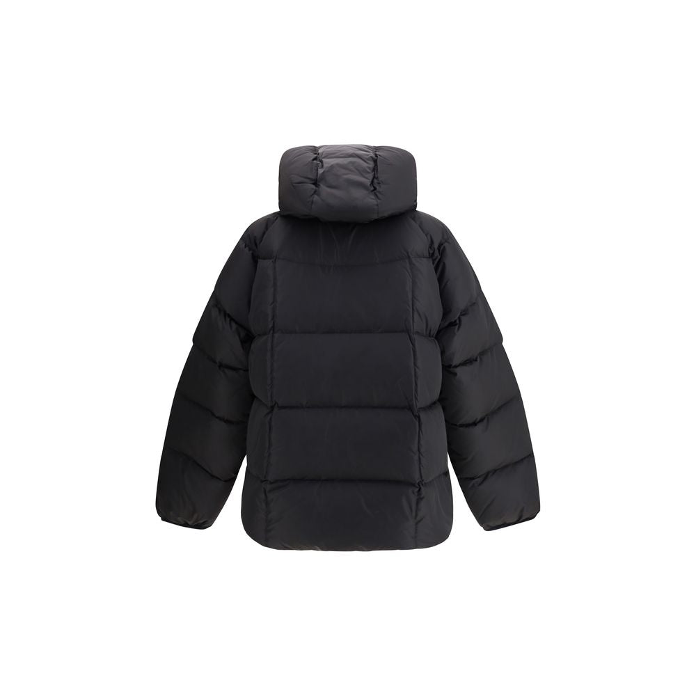 Dsquared² Black Polyamide Coat with quilted design, wrap-around hood, and maxi pockets for winter.