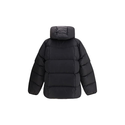 Dsquared² Black Polyamide Coat with quilted design, wrap-around hood, and maxi pockets for winter.