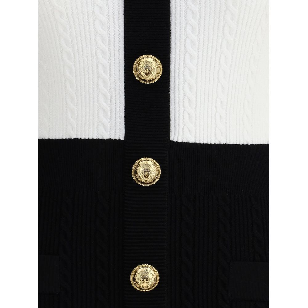 Balmain Multicolor Viscose Casual Dress with embossed buttons and braided pattern close-up