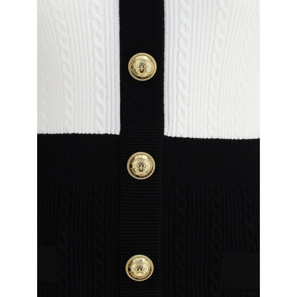 Balmain Multicolor Viscose Casual Dress with embossed buttons and braided pattern close-up