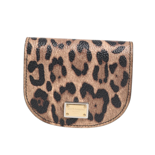 Dolce & Gabbana Brown Leopard Print Calf Leather Small Coin Purse Wallet