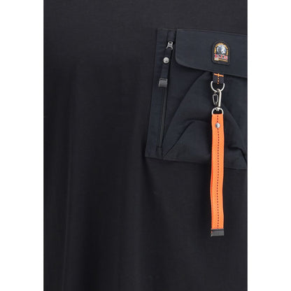 Parajumpers Black Cotton T-Shirt with pocket detail and logo emblem