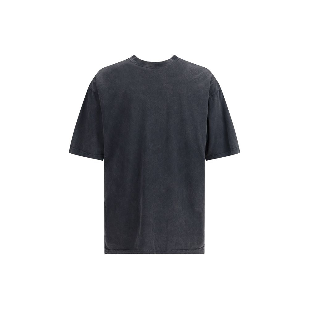 Back view of Balenciaga Gray Cotton T-Shirt showing ribbed crew neck and minimalist design. Made from 100% cotton. AW25 collection.