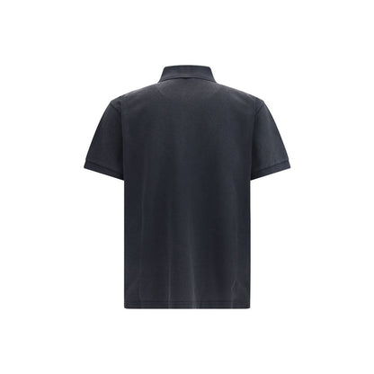 Back view of Balenciaga Black Cotton Polo Shirt featuring classic collar and short sleeves with cuffs, 100% cotton, AW25 collection.