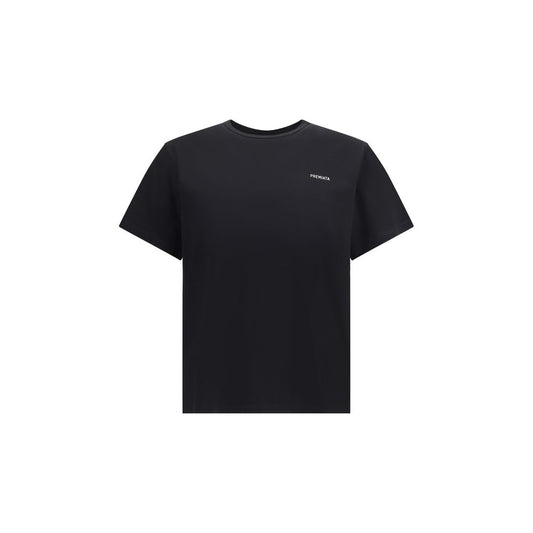 Premiata Black Cotton T-Shirt with embroidered logo, essential style, classic collar, short sleeves, 100% cotton, regular fit.
