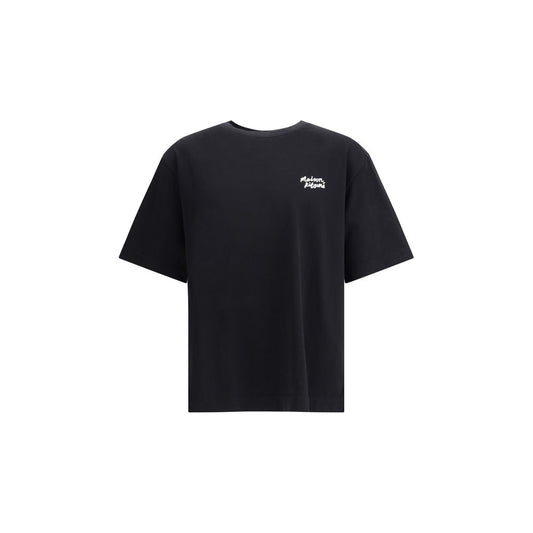 Maison Kitsuné Black Cotton T-Shirt with contrast logo, ribbed crew neck, and classic fit for a contemporary look.