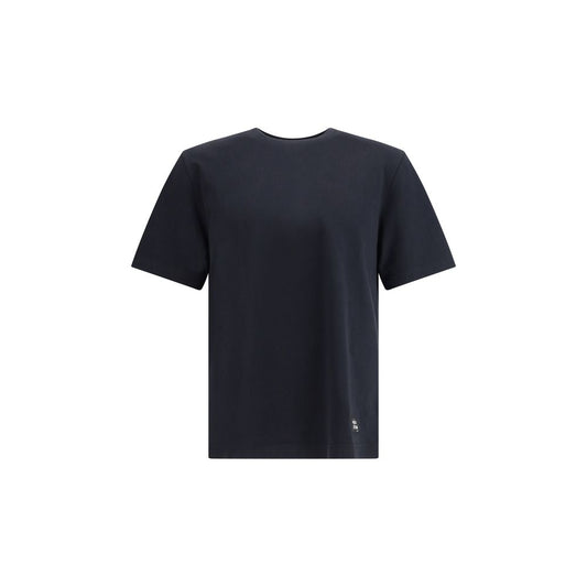 Maison Kitsuné Black Cotton T-Shirt with logo patch, ribbed crew neck, and regular fit for a versatile, stylish look.