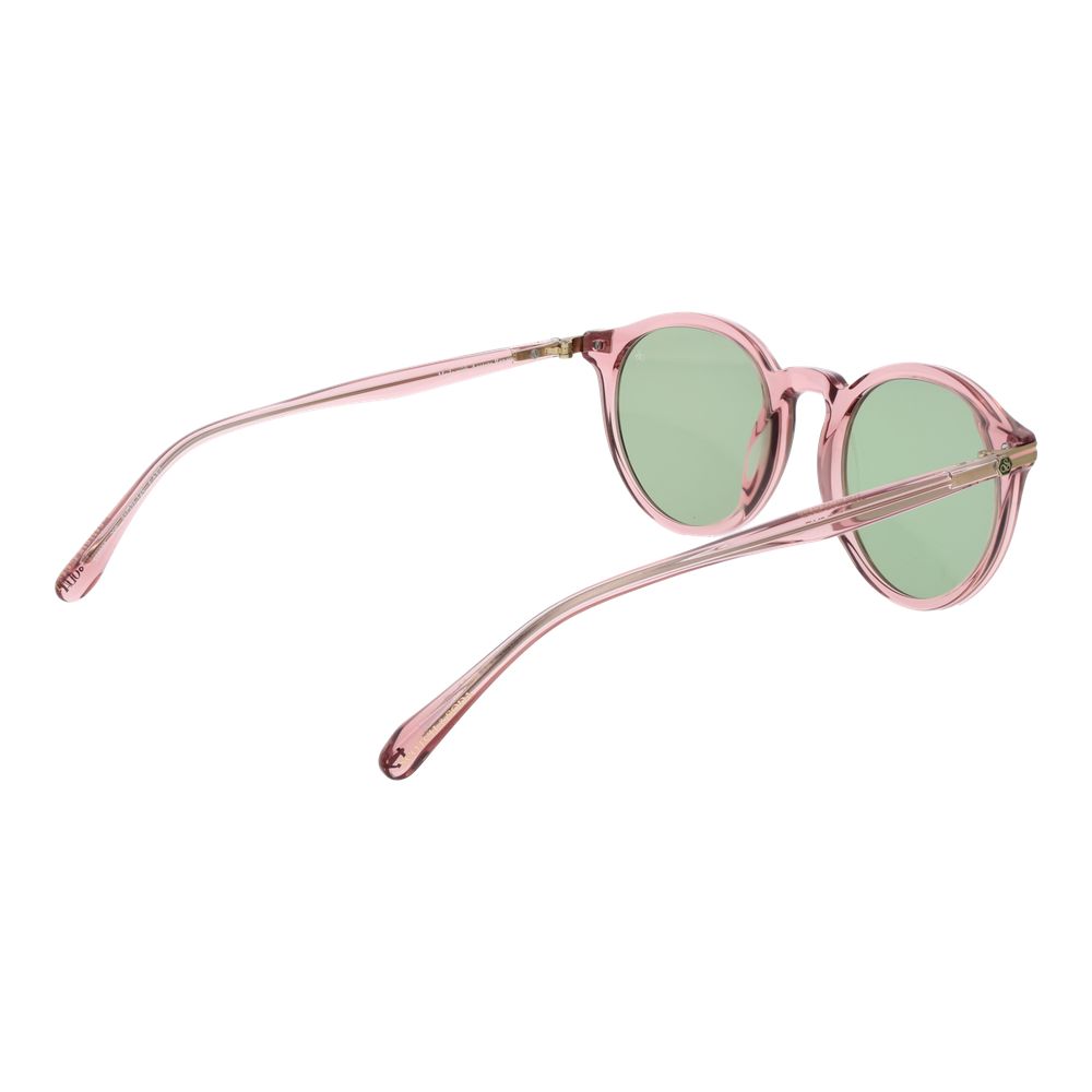 Scotch & Soda Pink Acetate Sunglasses with green plastic lenses and full-rim rose frame, round style, ideal for men, 51-21-145 size.