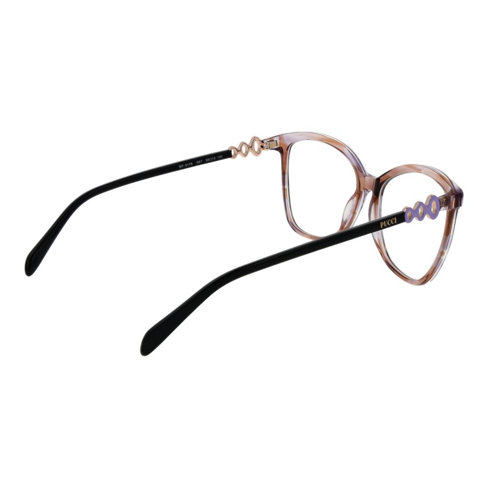 Emilio Pucci Brown Women Glasses Frame, full-rim butterfly style with plastic material, elegant design for fashion-conscious women.