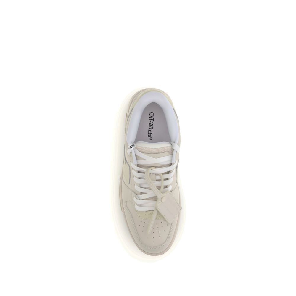 Top view of Off-White Cream Rubber Chunky Sneakers featuring perforated toe and iconic Arrow logo.